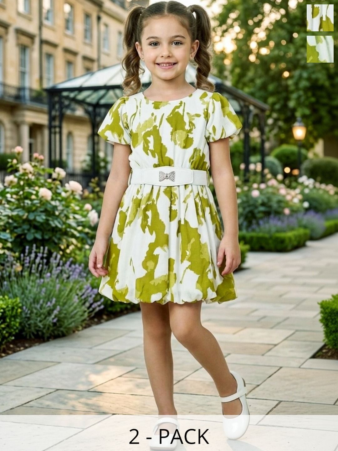 Lei-Chie Print Puff Sleeve Balloon Dress-picture-33