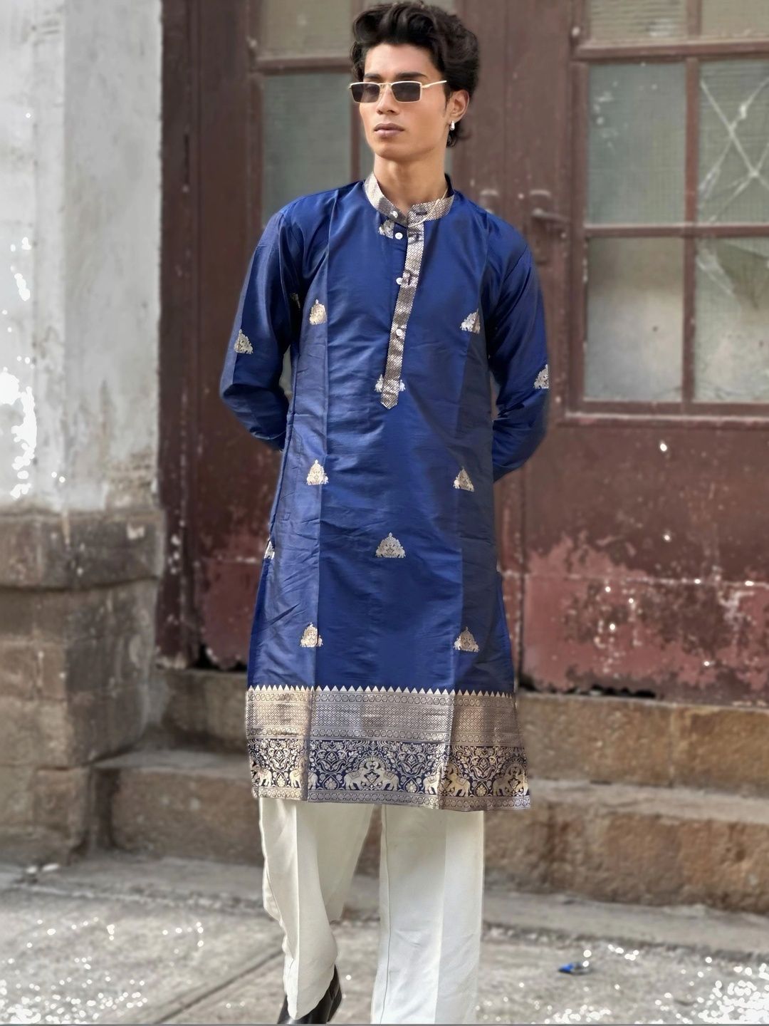 House Of Sanskruti Men Grandeur & Majestic Artwork Jacquard Kurta-picture-26