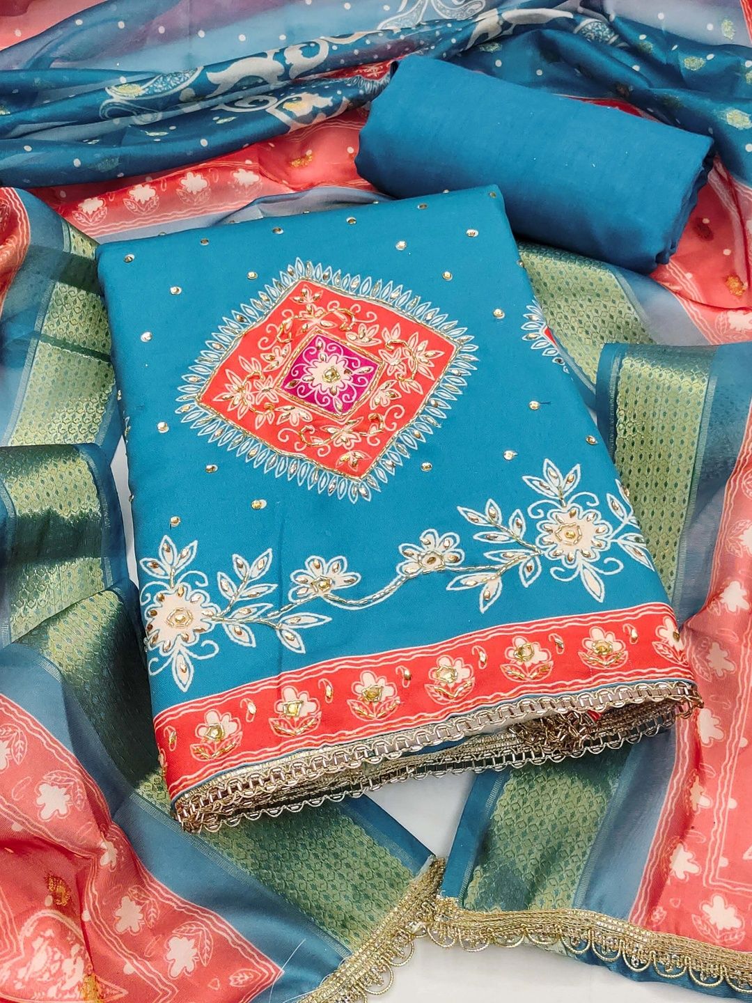 KALINI Embroidered Semi-Stitched Dress Material-picture-55