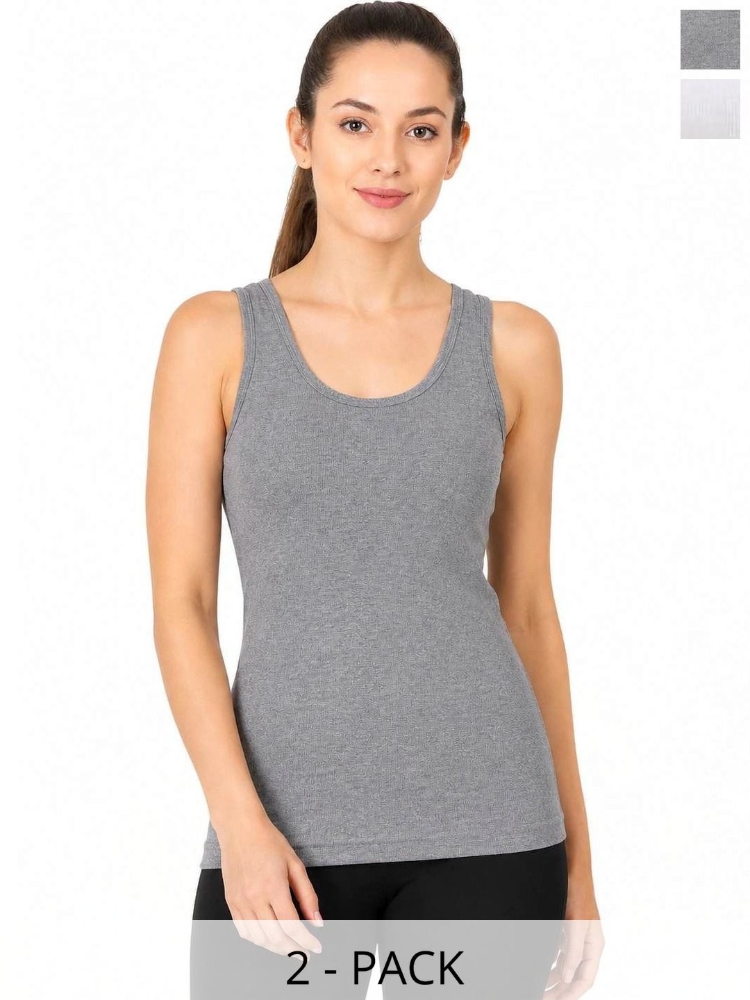 AJ FASHIONS Pack of 2 Pure Cotton Non Padded Camisoles-image-39