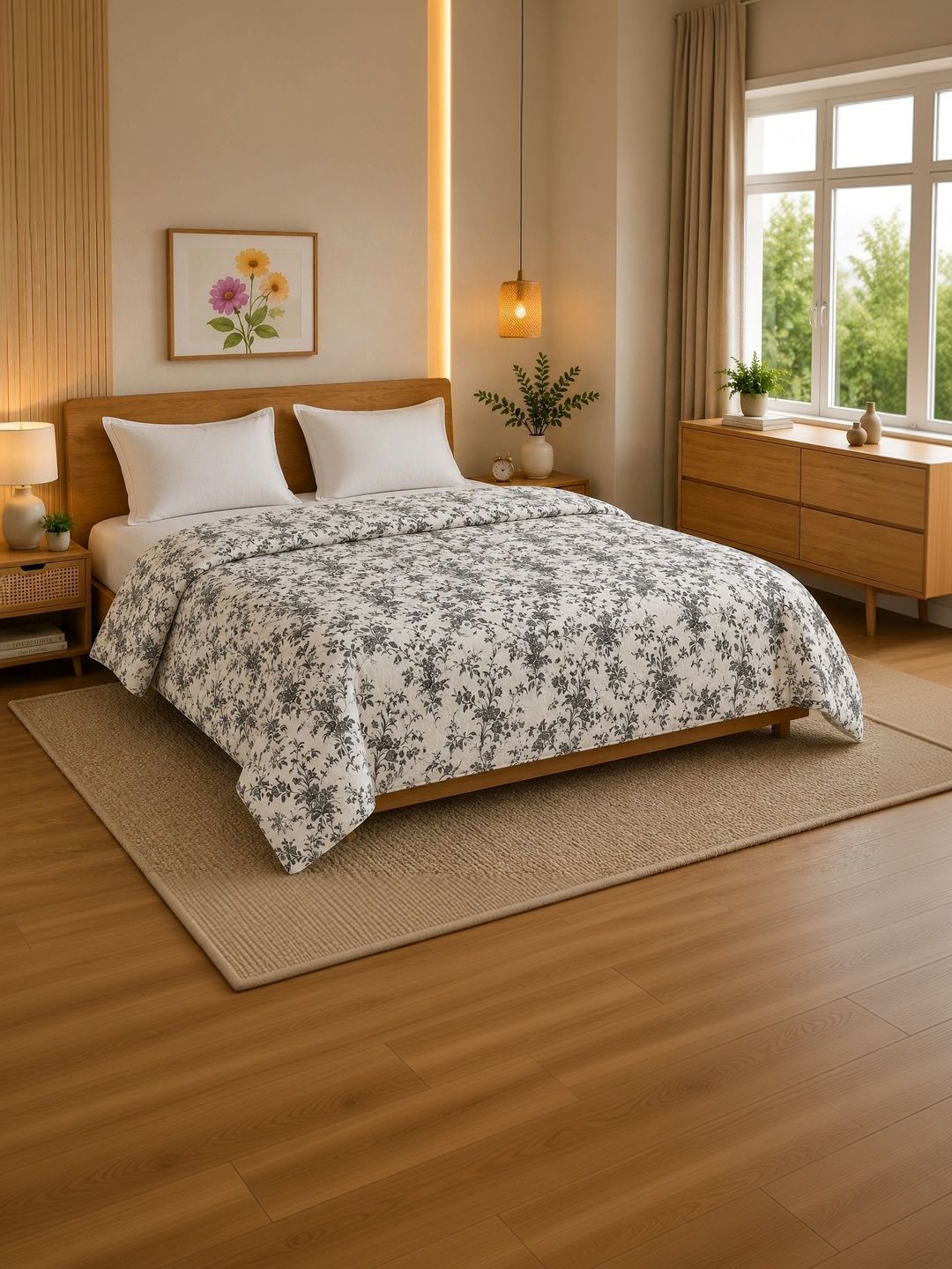 TINDLER KNOTS White & Black Floral Printed Cotton Duvet Cover-picture-42