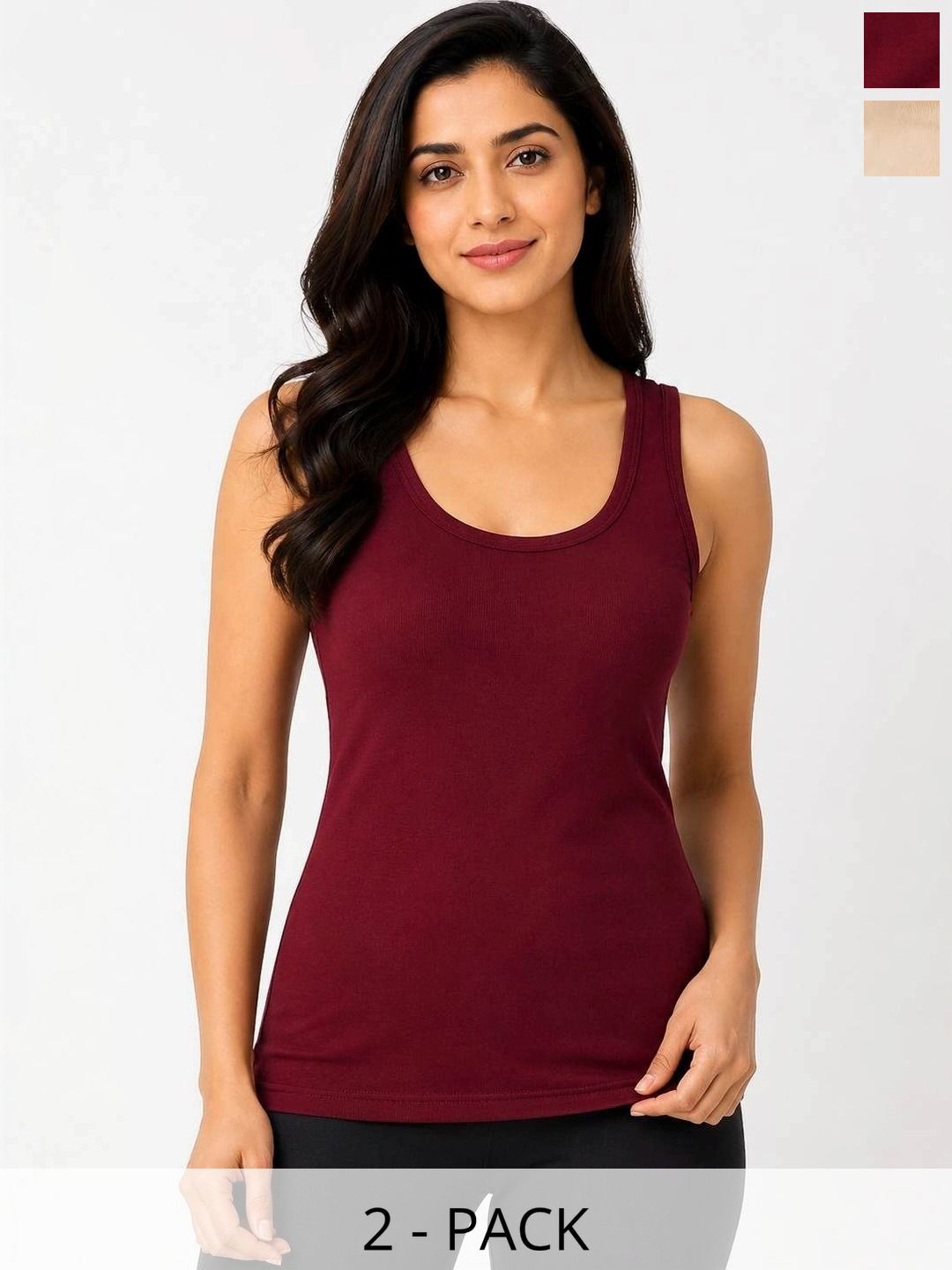 AJ FASHIONS Pack of 2 Pure Cotton Non Padded Camisoles-image-32
