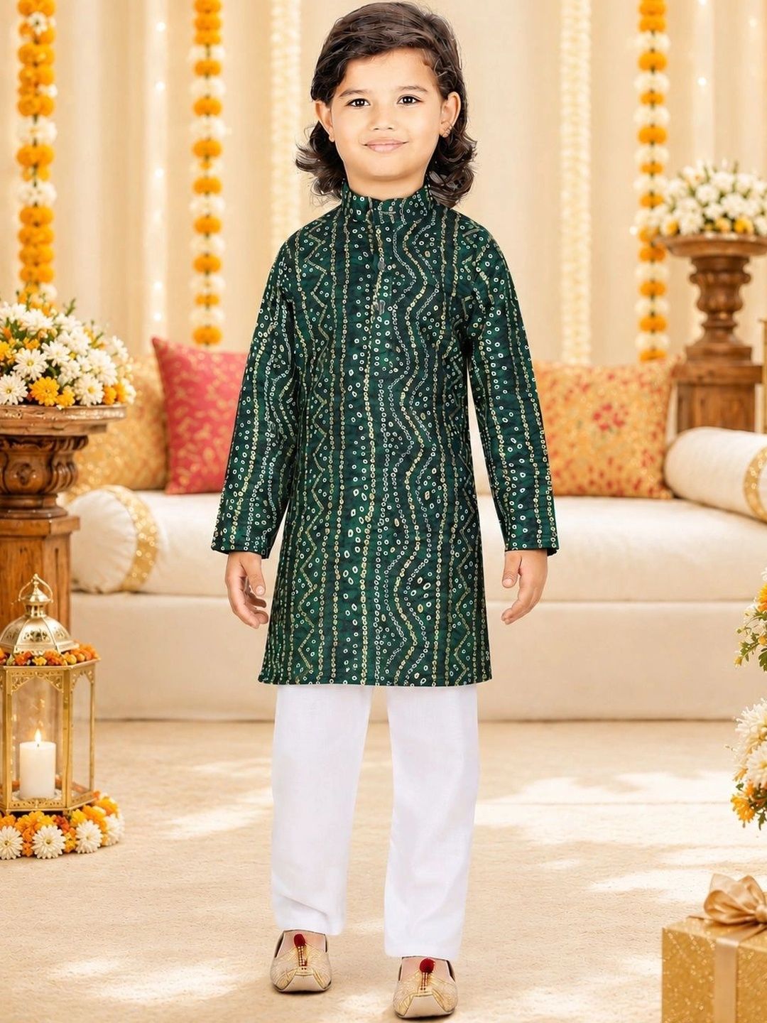 TinySteps Boys Bandhani Printed Regular Kurta with Pyjamas-picture-47