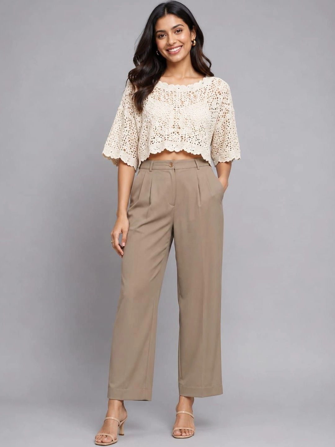 Club York Women Regular Fit Mid-Rise Chinos Trousers-picture-41
