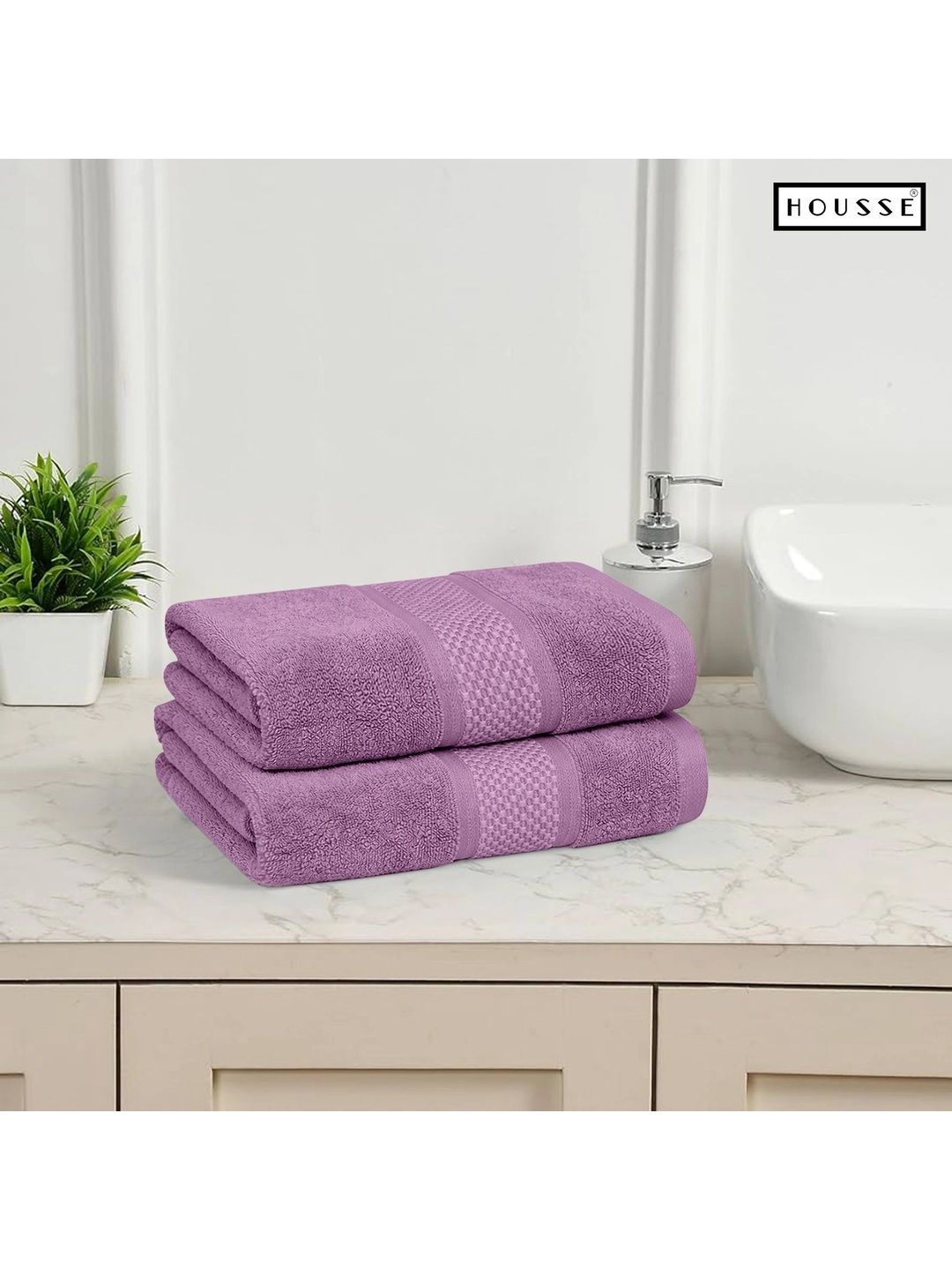 HOUSSE 2-Pcs Purple Cotton Hand Towels-image-42