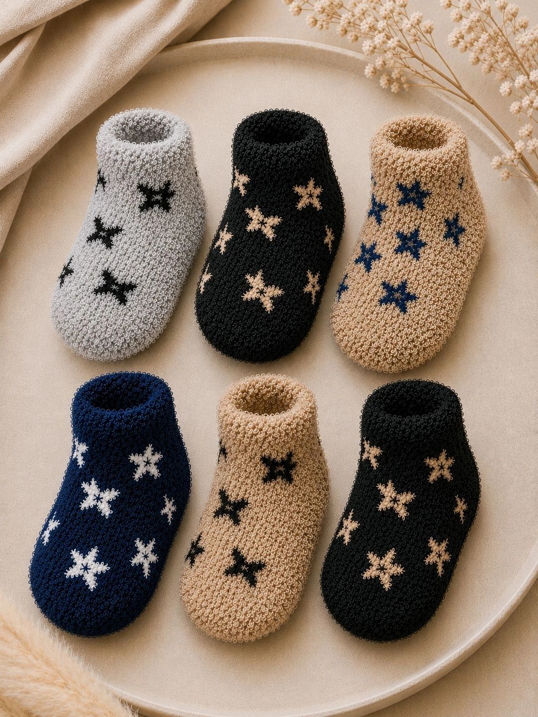 CORTICA Unisex Kids Pack of 6 Wool Blend Assorted Patterned Ankle Length Socks-picture-35