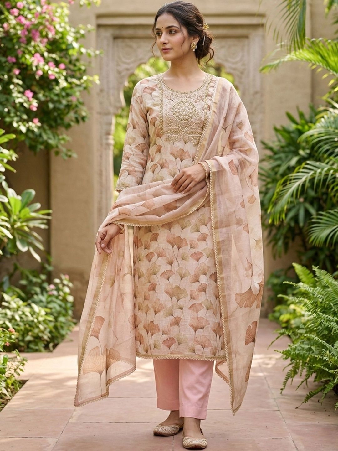 KALINI Embellished Pure Cotton Semi-Stitched Dress Material-picture-36