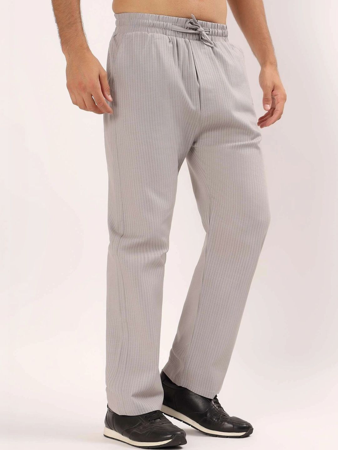 Global Jeans Men Self Design Mid-Rise Straight Lounge Pants-picture-16
