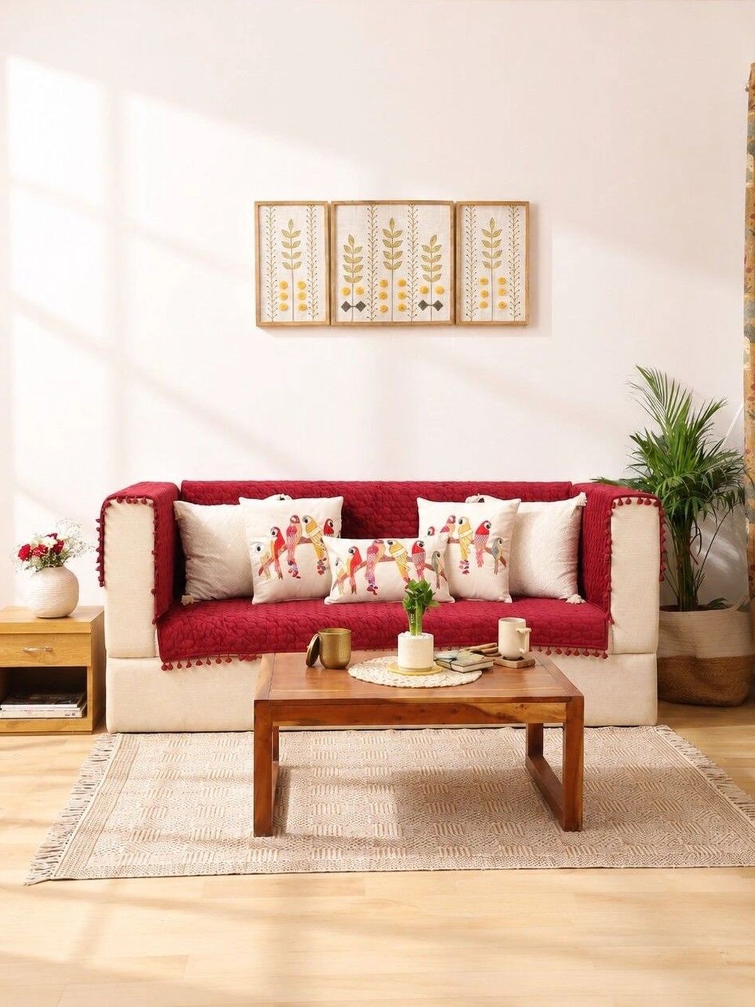 eyda Maroon Sofa Cover With Arms-picture-37