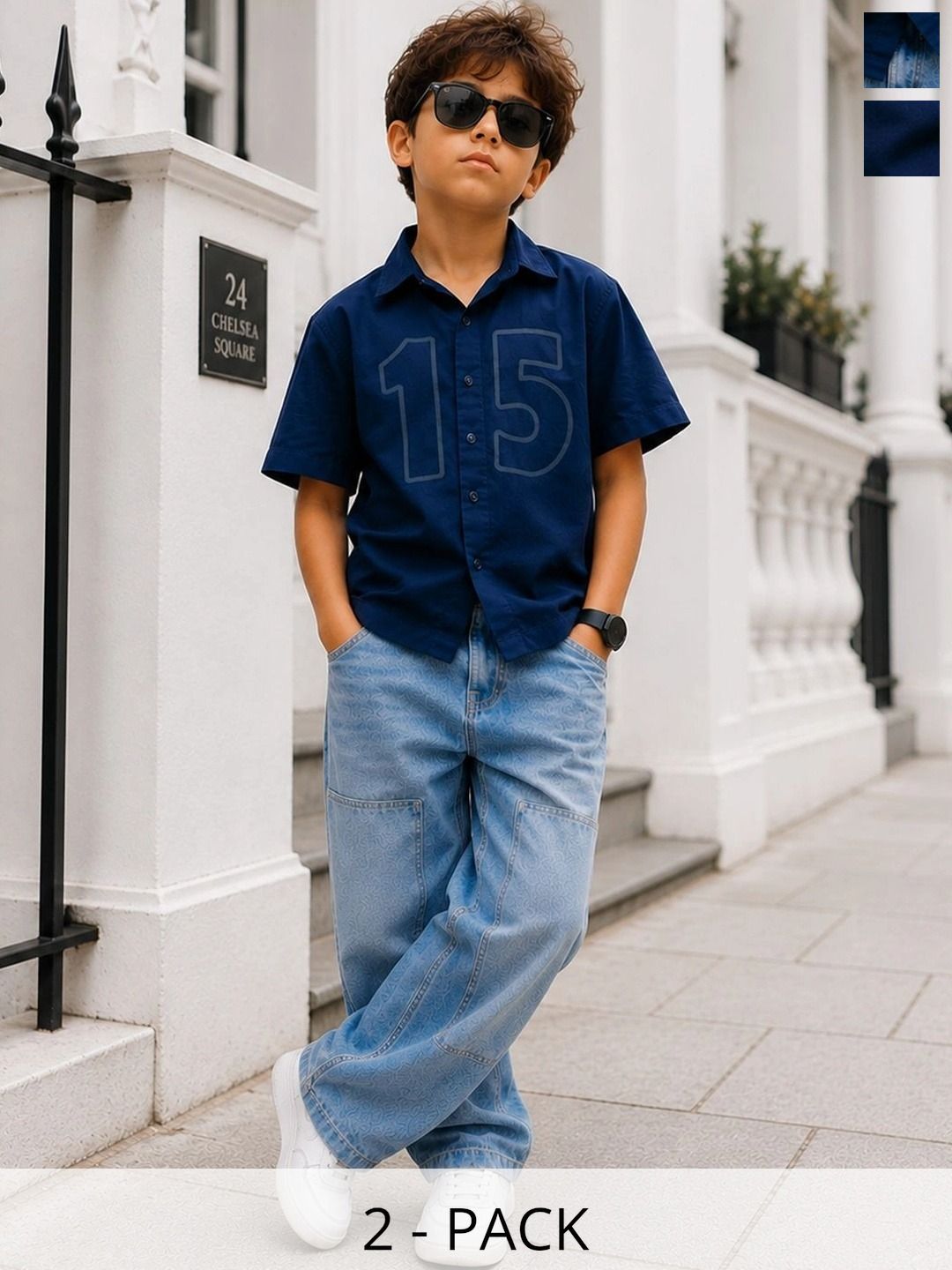 Purple United Kids Boys Blue Comfort Fit Casual Shirt Relaxed Fit Denim Jeans Combo Set-picture-36