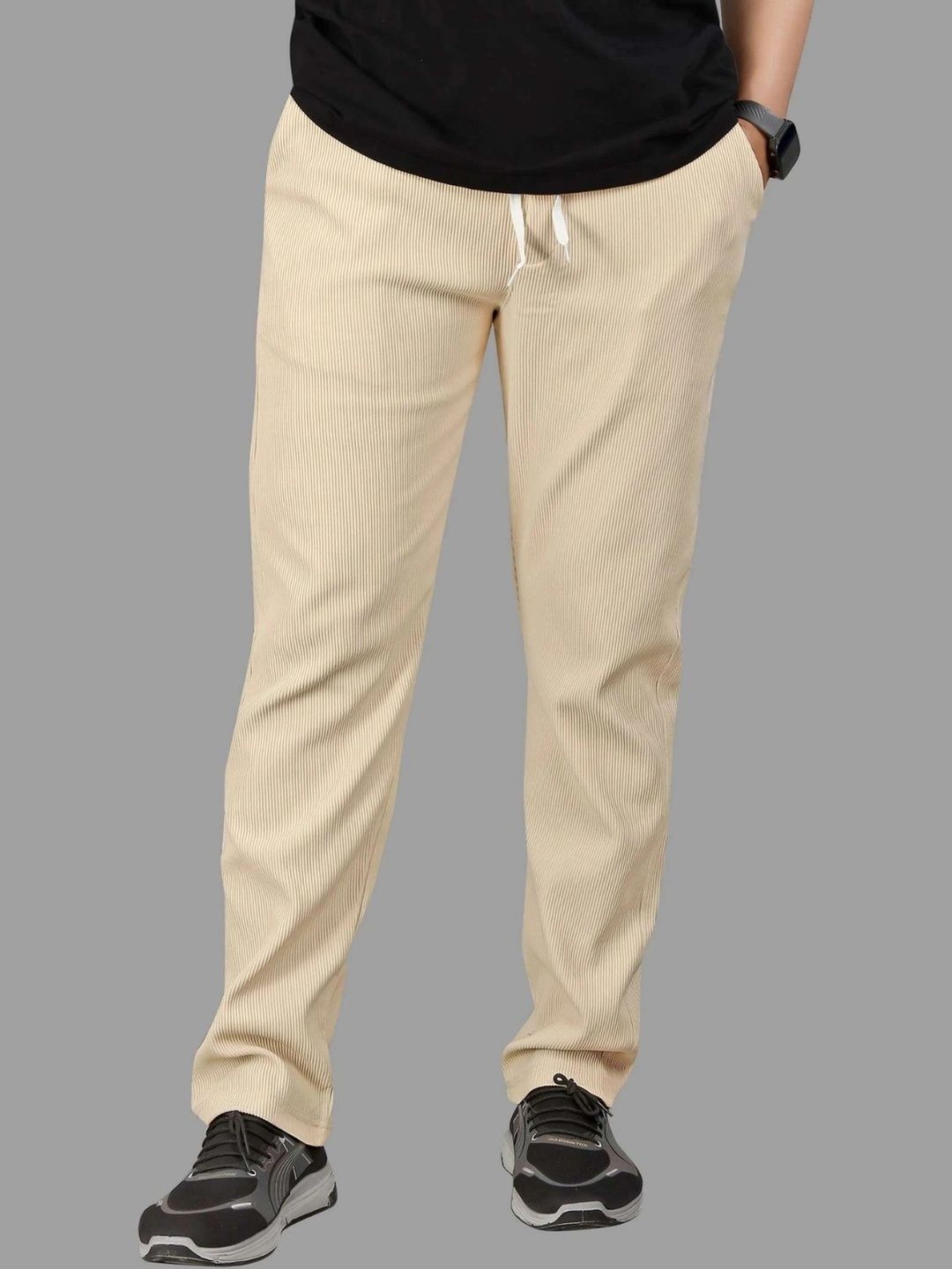 Global Jeans Men Self Design Mid-Rise Straight Lounge Pants-picture-15