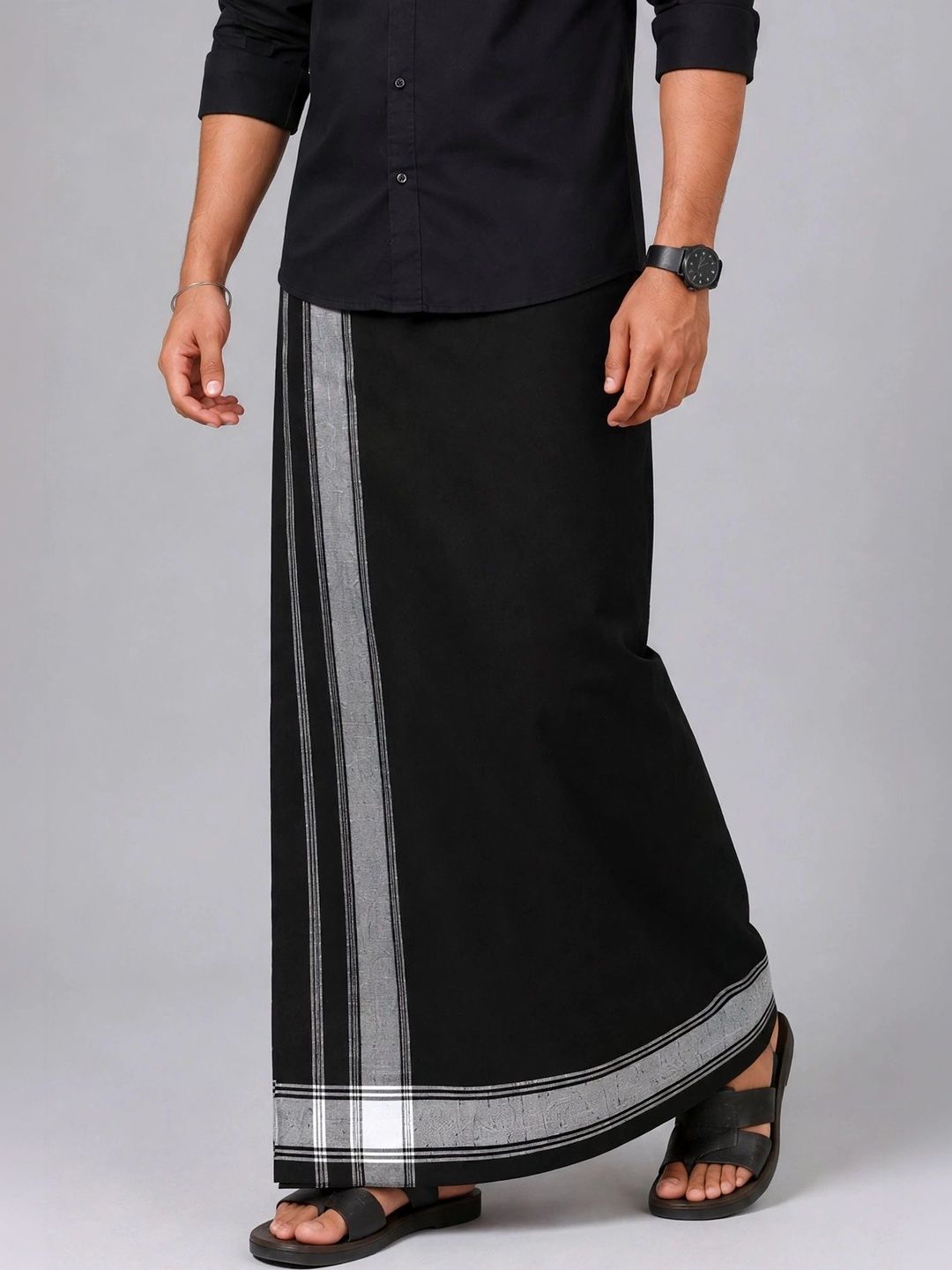 TUNI MANI Men Striped Cotton Dhoti Dhotis-picture-34