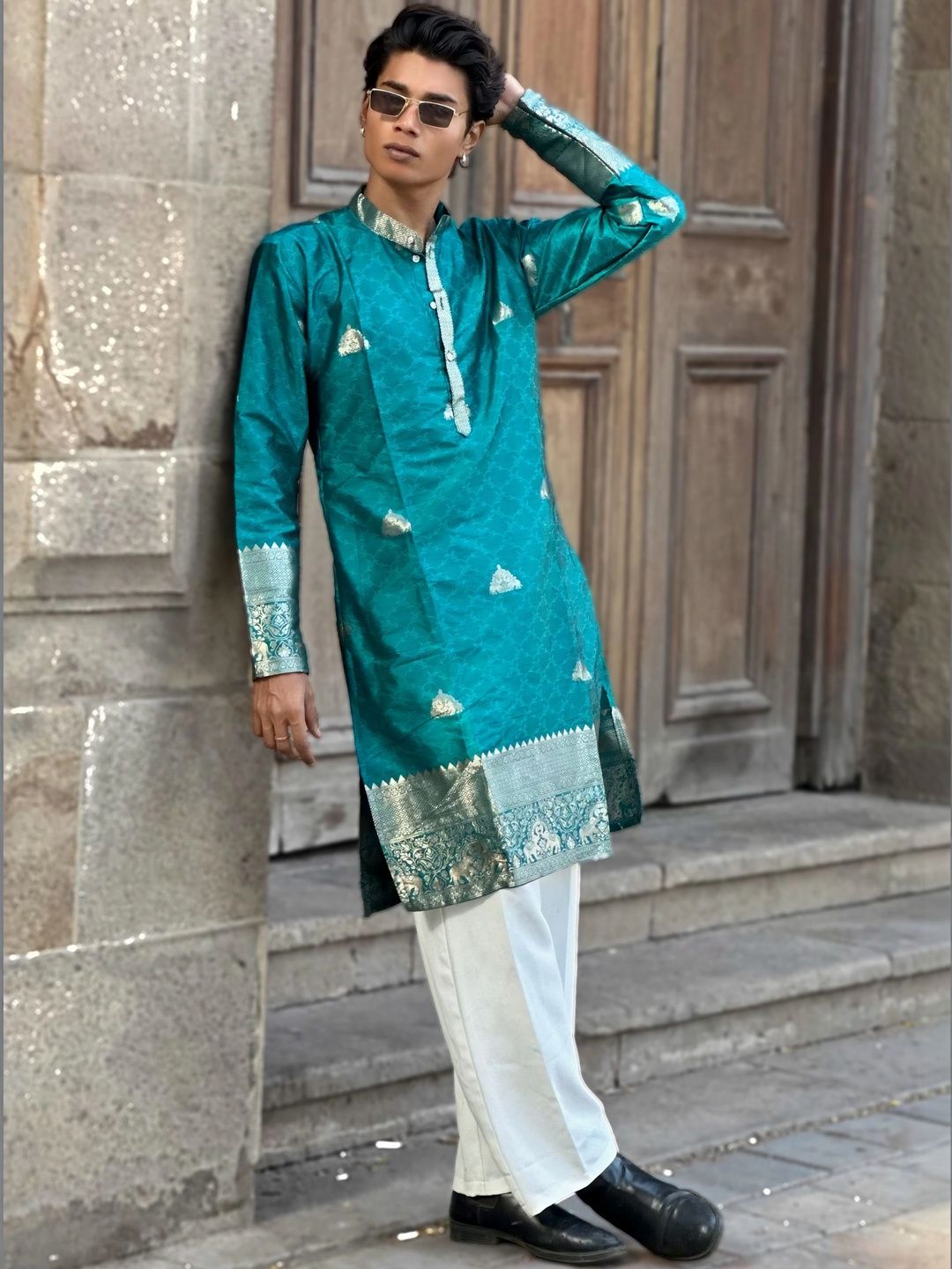 House Of Sanskruti Men Grandeur & Majestic Artwork Jacquard Kurta-picture-44