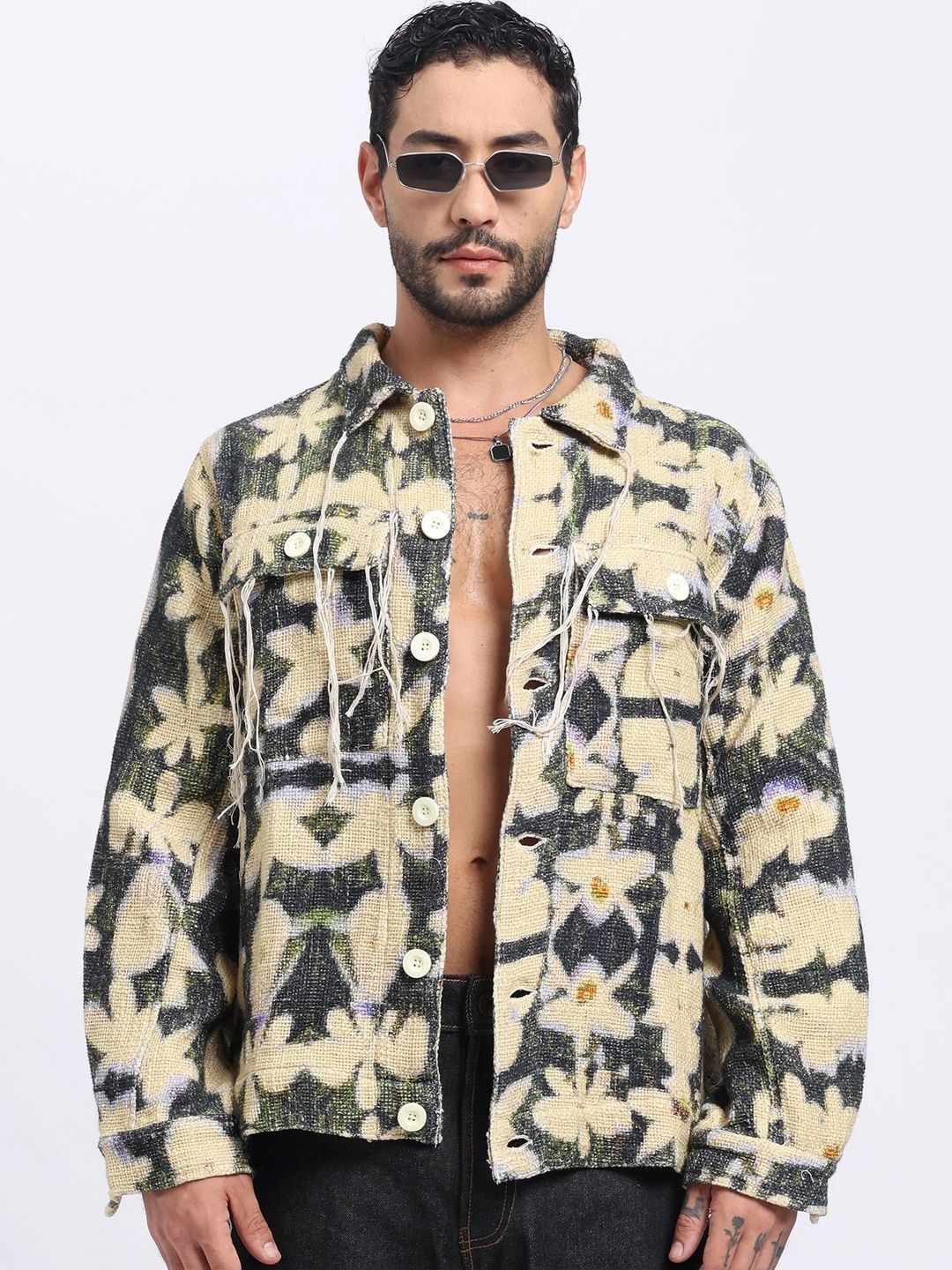 AURGE Men Floral Woven Jacket-picture-10