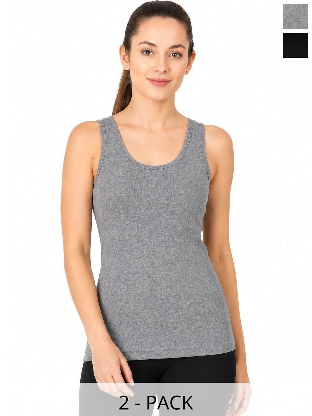 AJ FASHIONS Pack of 2 Pure Cotton Non Padded Camisoles-image-37