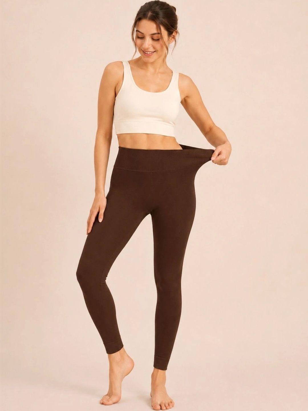 SECRETS BY ZEROKAATA High Waist Winter Fur Ankle Length Thermal Bottoms-image-44