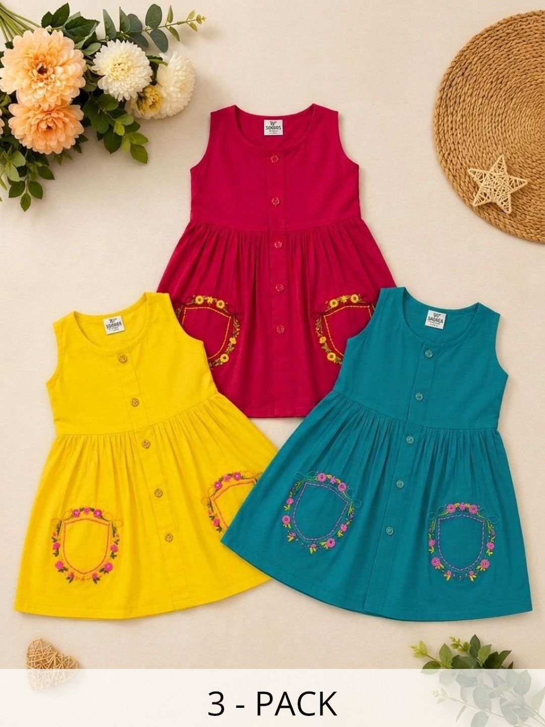 SARDAR DRESSES Floral Embroidered A-Line Dress-image-3