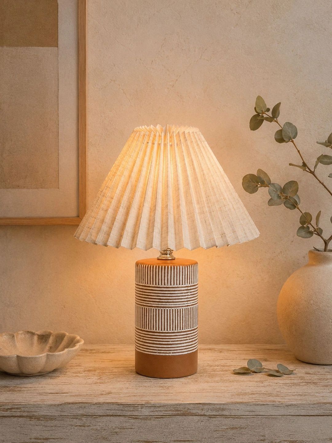 Glowhere Off White Textured Ceramic Industrial Cylindrical Shaped Table Lamp-picture-57