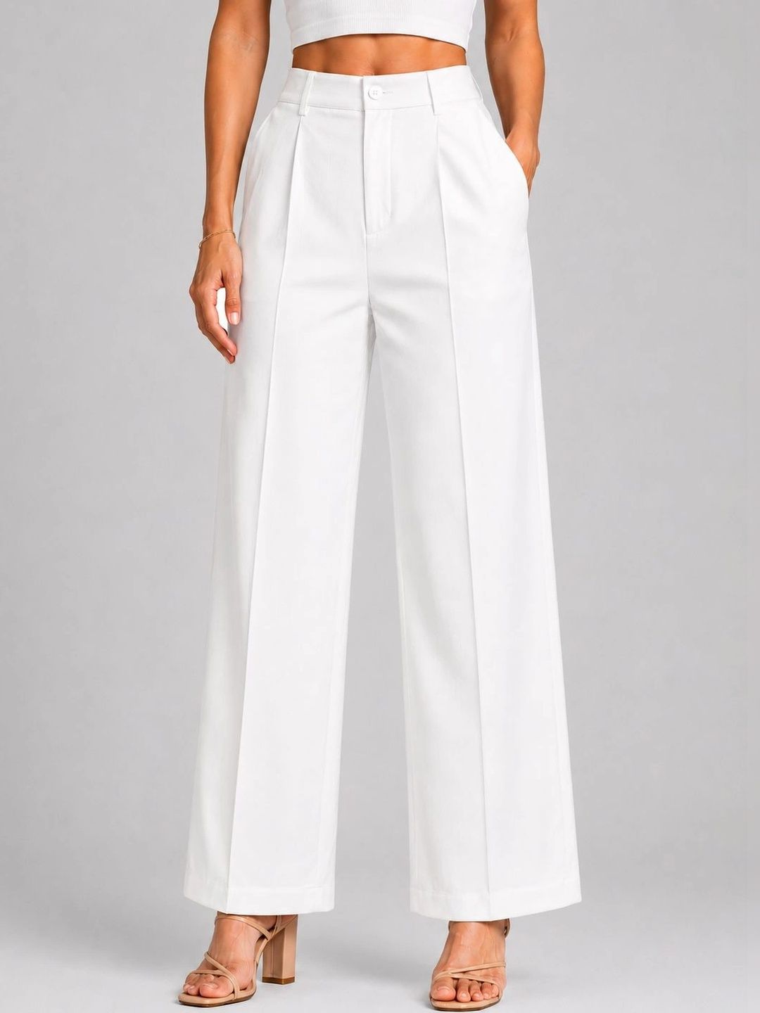 Trend Level Women Relaxed Straight Leg High-Rise Easy Wash Pleated Trousers-picture-51