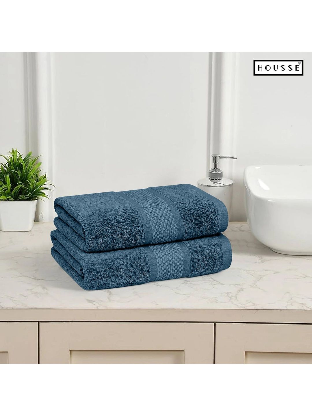 HOUSSE Nexora 2-Pcs Blue Cotton Hand Towels-image-17