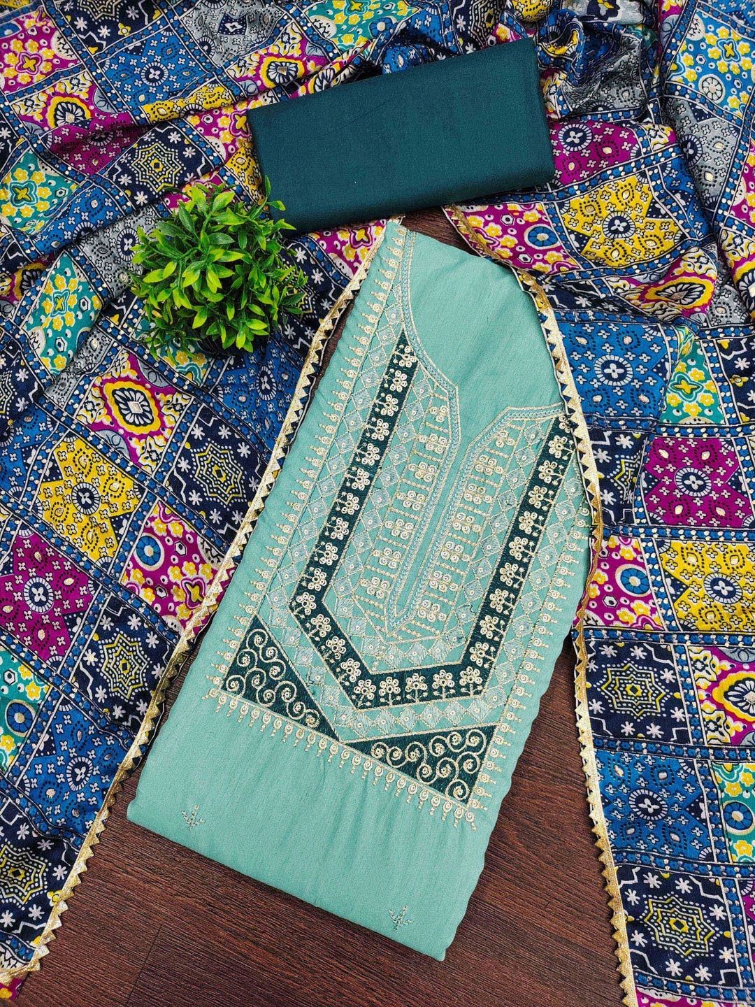 KALINI Embroidered Pure Cotton Unstitched Dress Material-picture-42