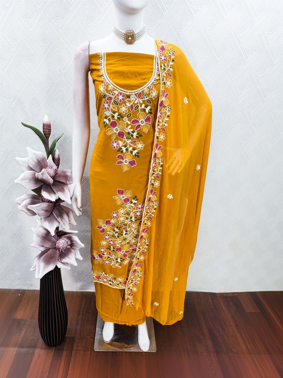 MANVAA Embroidered Viscose Rayon Unstitched Dress Material-picture-10