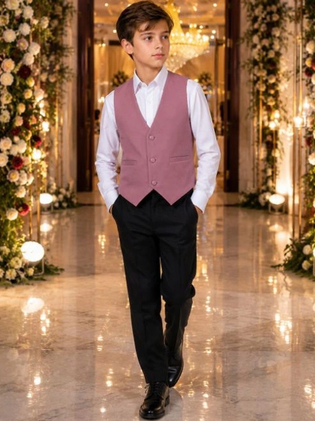 Sparklepop Boys V-Neck Woven Formal Waistcoat-picture-47