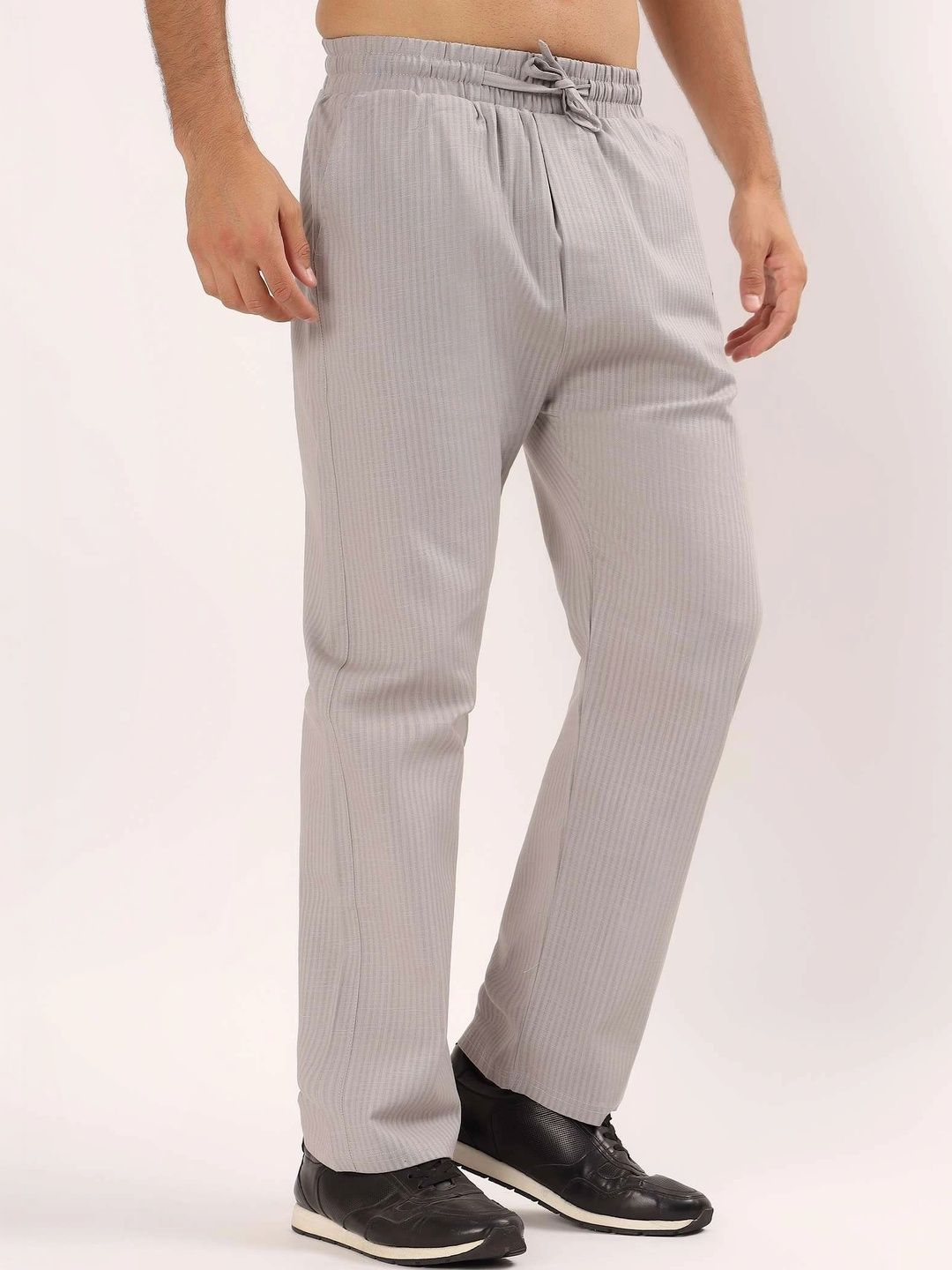 Global Jeans Men Self Design Mid-Rise Straight Lounge Pants-picture-12