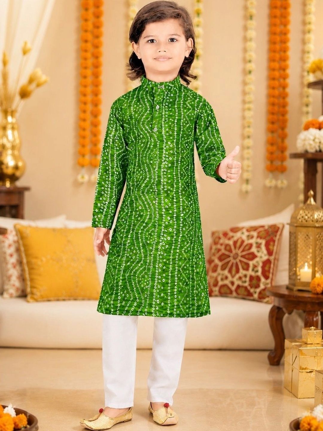 TinySteps Boys Bandhani Printed Regular Kurta with Pyjamas-picture-49
