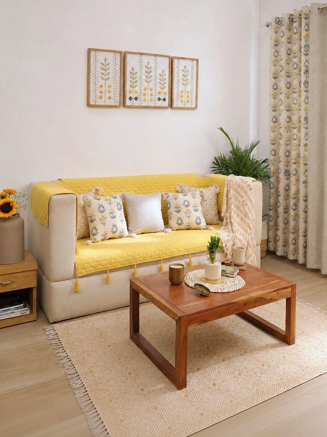 eyda Yellow Sofa Cover With Arms-picture-39