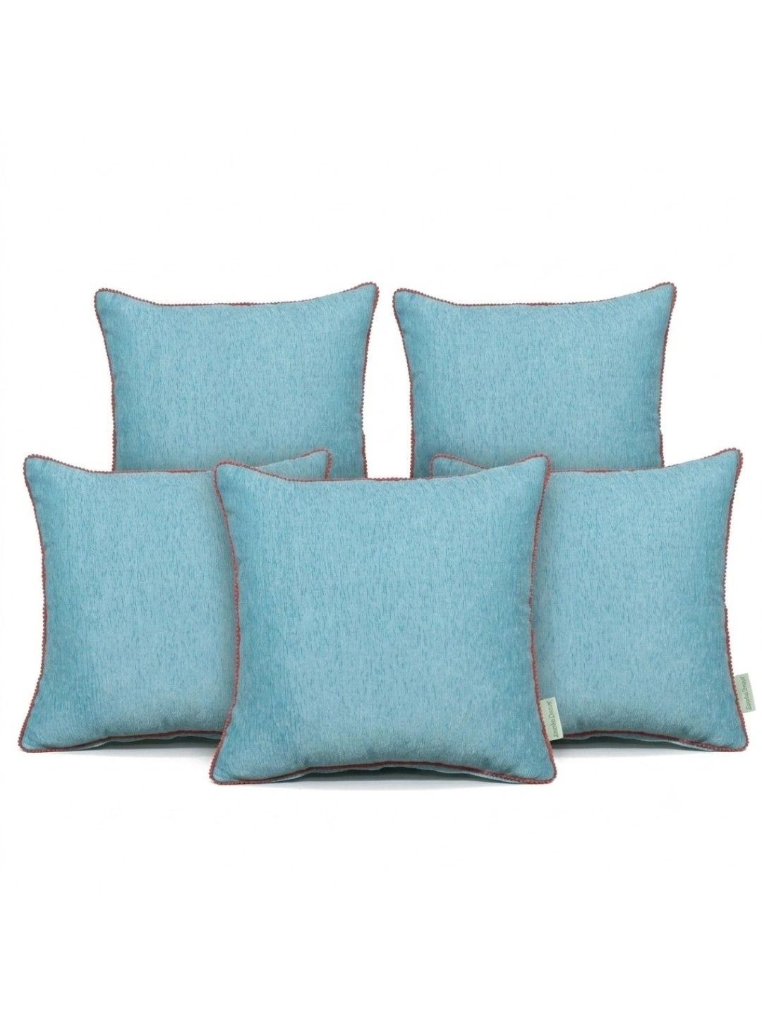 ZENSHA DECOR Turquoise Blue Set of 5 Square Cushion Covers-picture-48