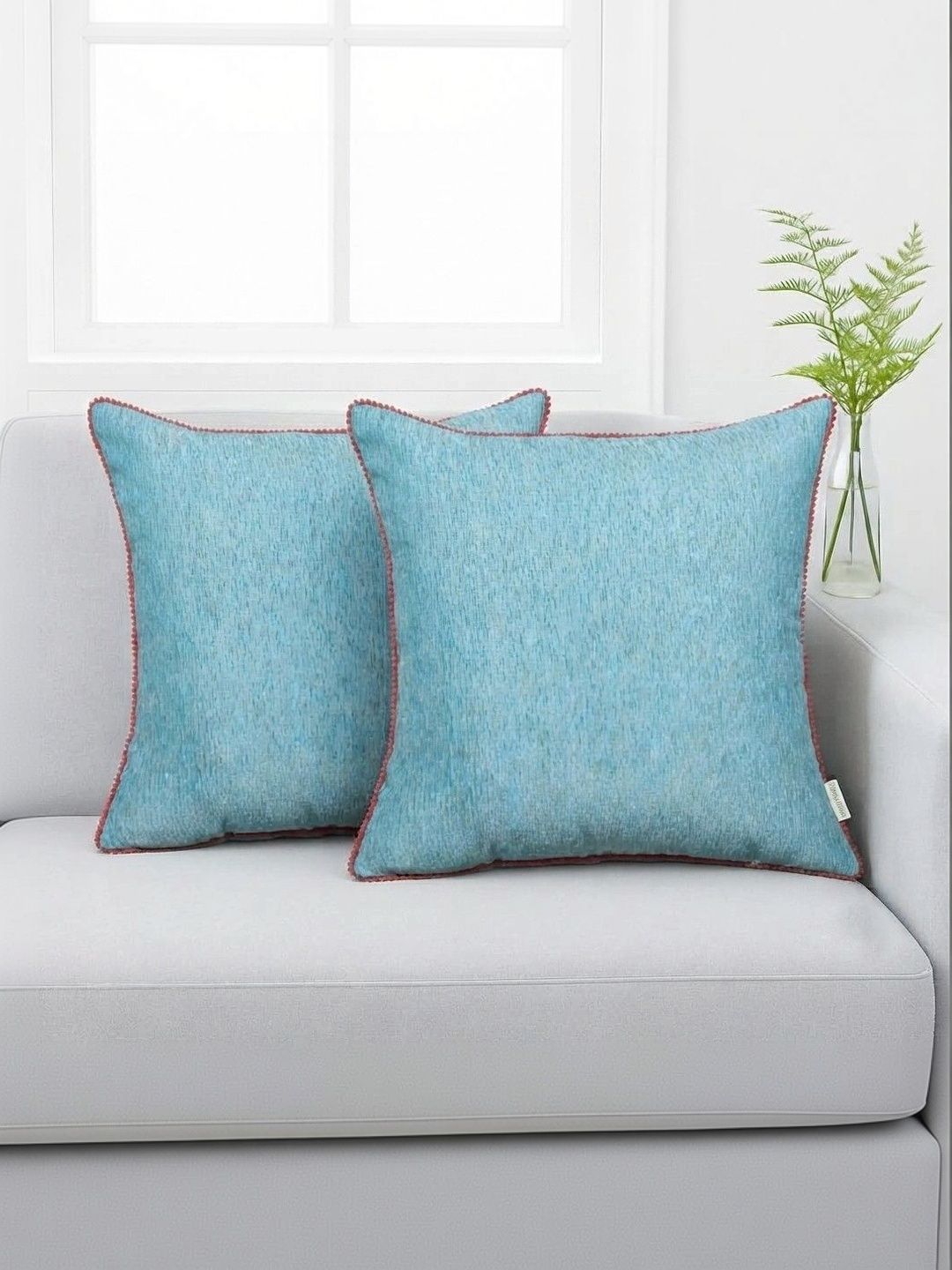ZENSHA DECOR Turquoise Blue Set of 2 Square Cushion Covers-picture-19