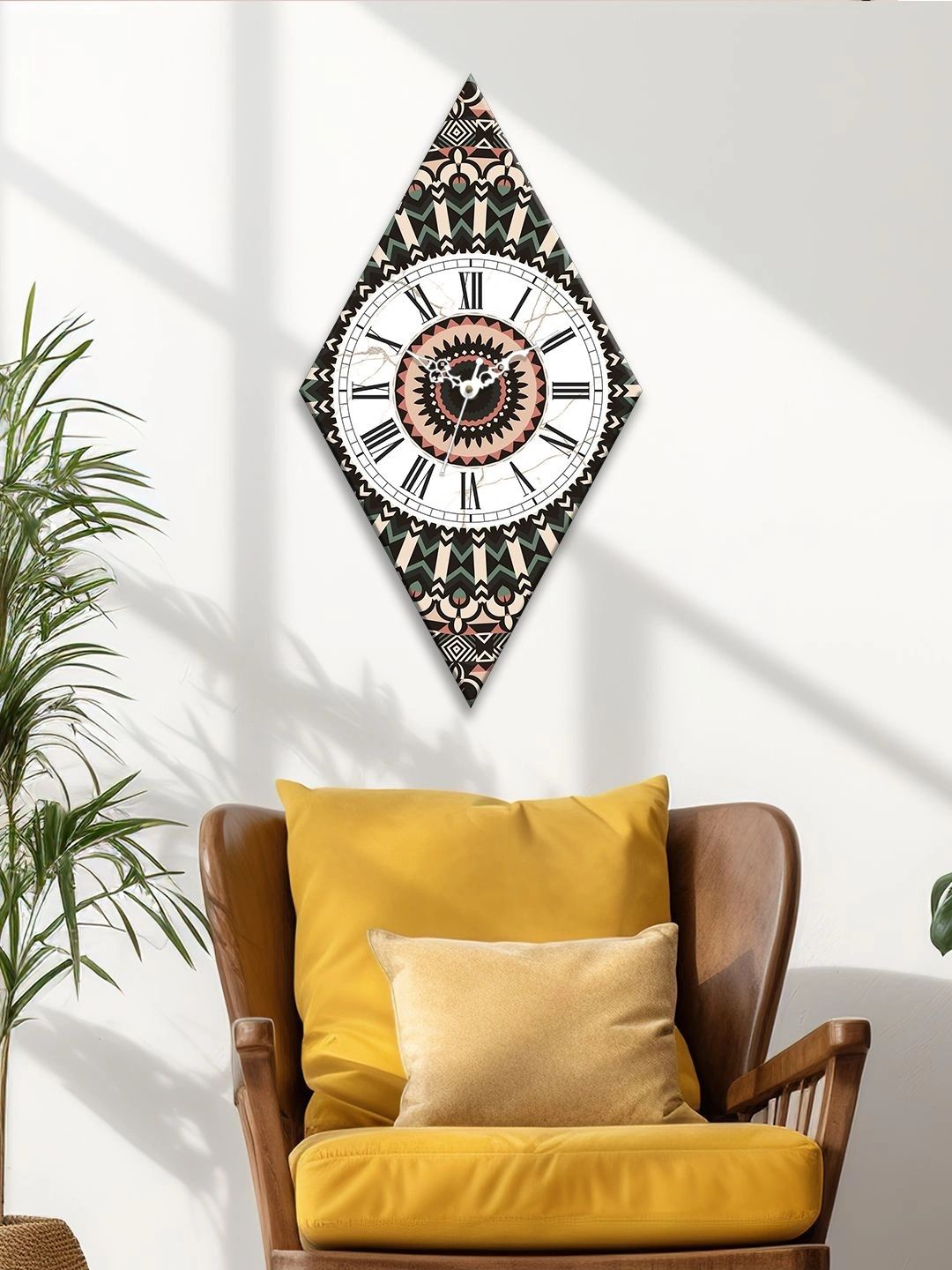 OLIVE TREE Multicoloured Printed Geometric Wall Clock-picture-32