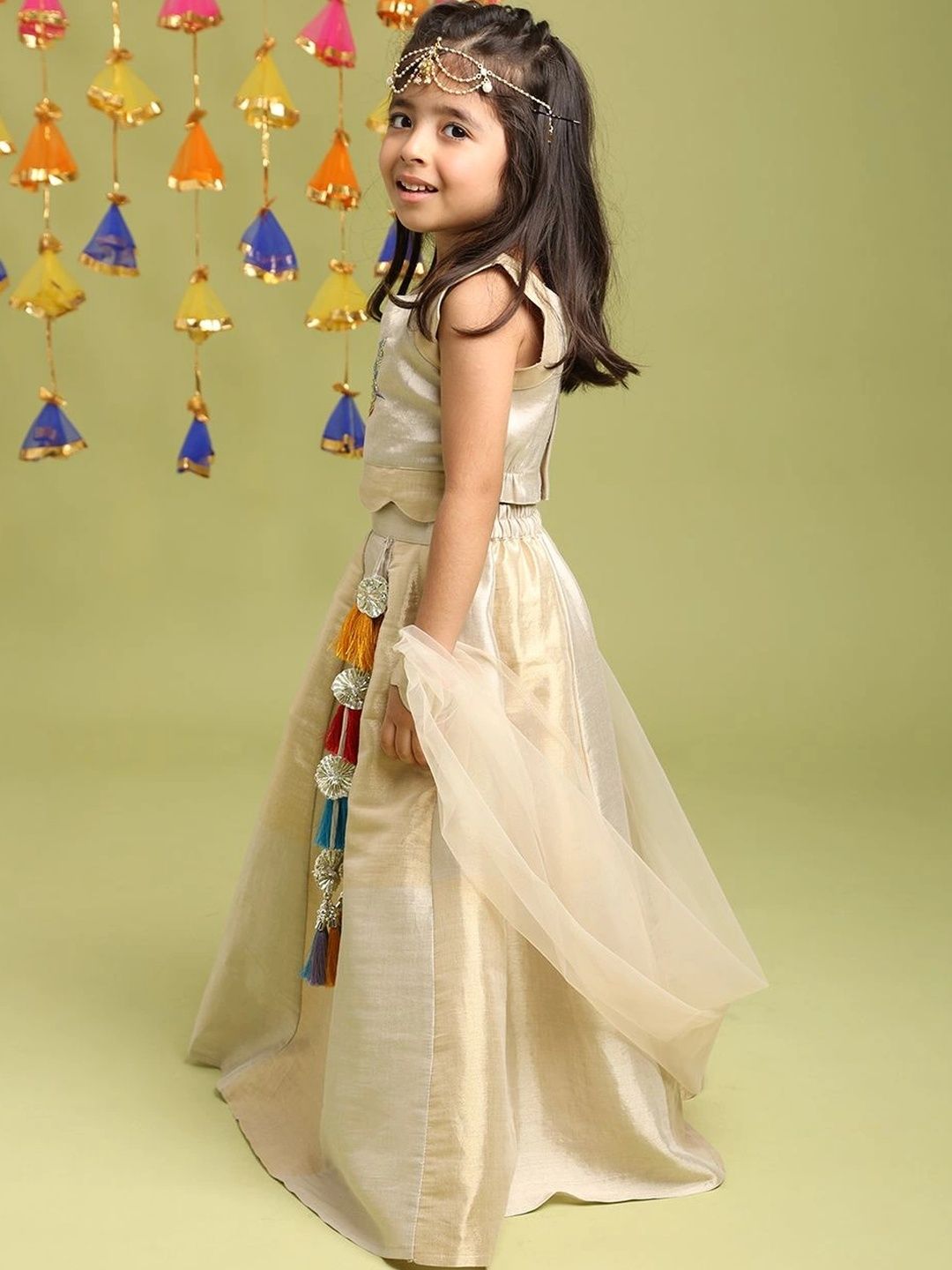 Tiny Kingdom Girls Embroidered Beads and Stones Ready to Wear Lehenga & Blouse With Dupatta-picture-23