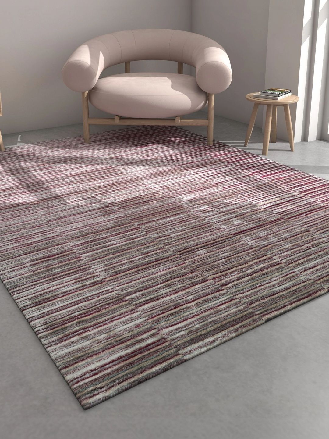 Jaipur Rugs Pink Striped Hand-Tufted Woollen Carpet-image-0