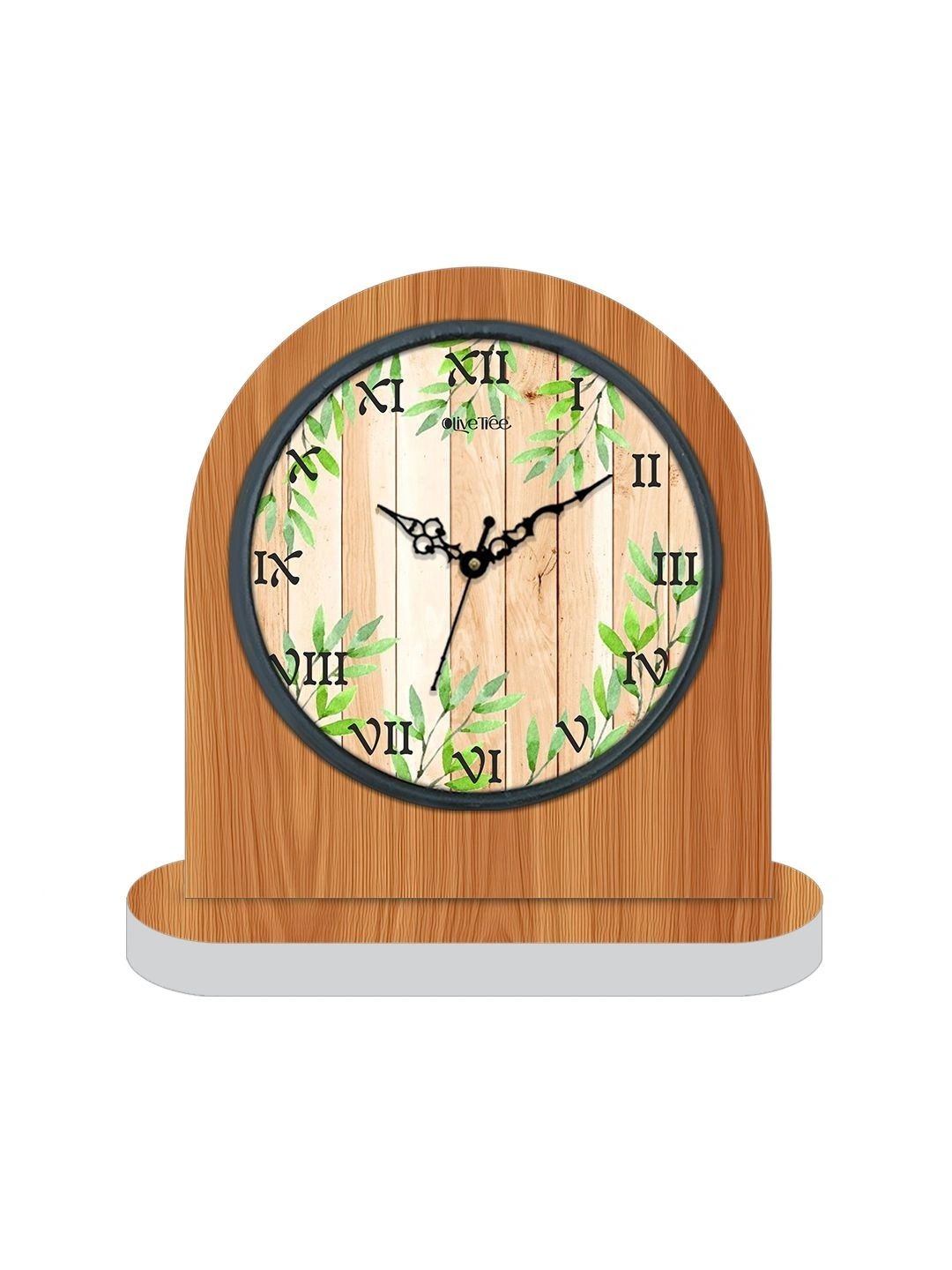OLIVE TREE Brown & White Printed Geometric Vintage Table Clock-image-41