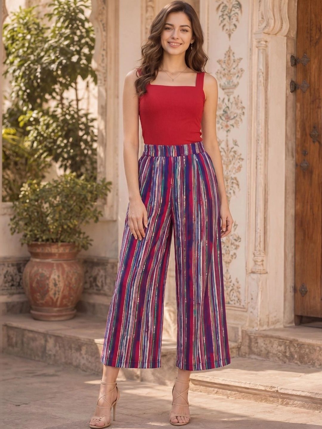 Sera Women Striped Cropped Palazzos-picture-32
