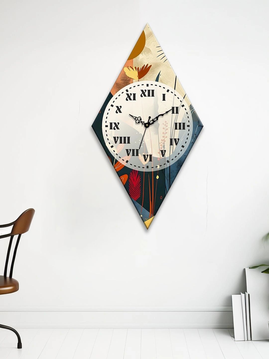 OLIVE TREE Multicoloured Printed Geometric Contemporary Wall Clock-picture-49