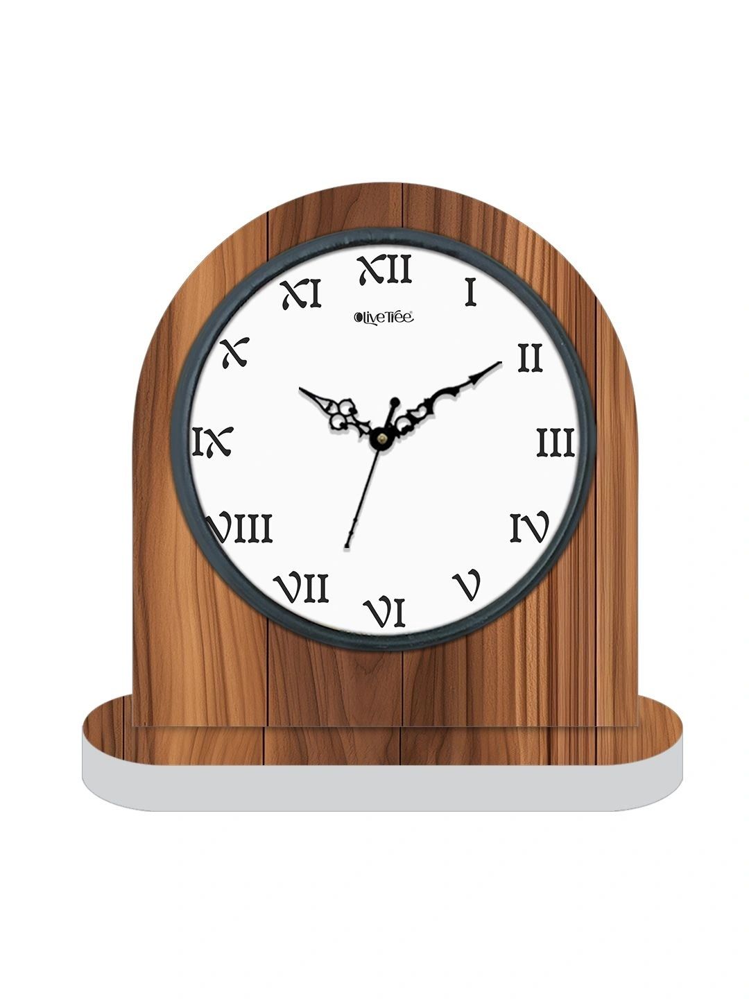 OLIVE TREE Brown & White Printed Geometric Vintage Table Clock-image-47