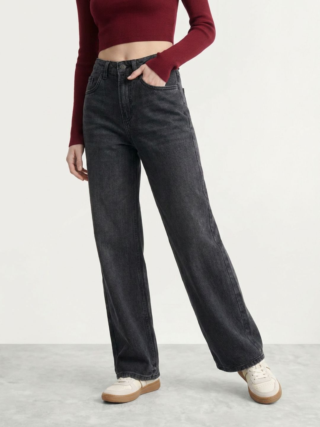 Mast & Harbour Women Wide Leg Pure Cotton Jeans-picture-20