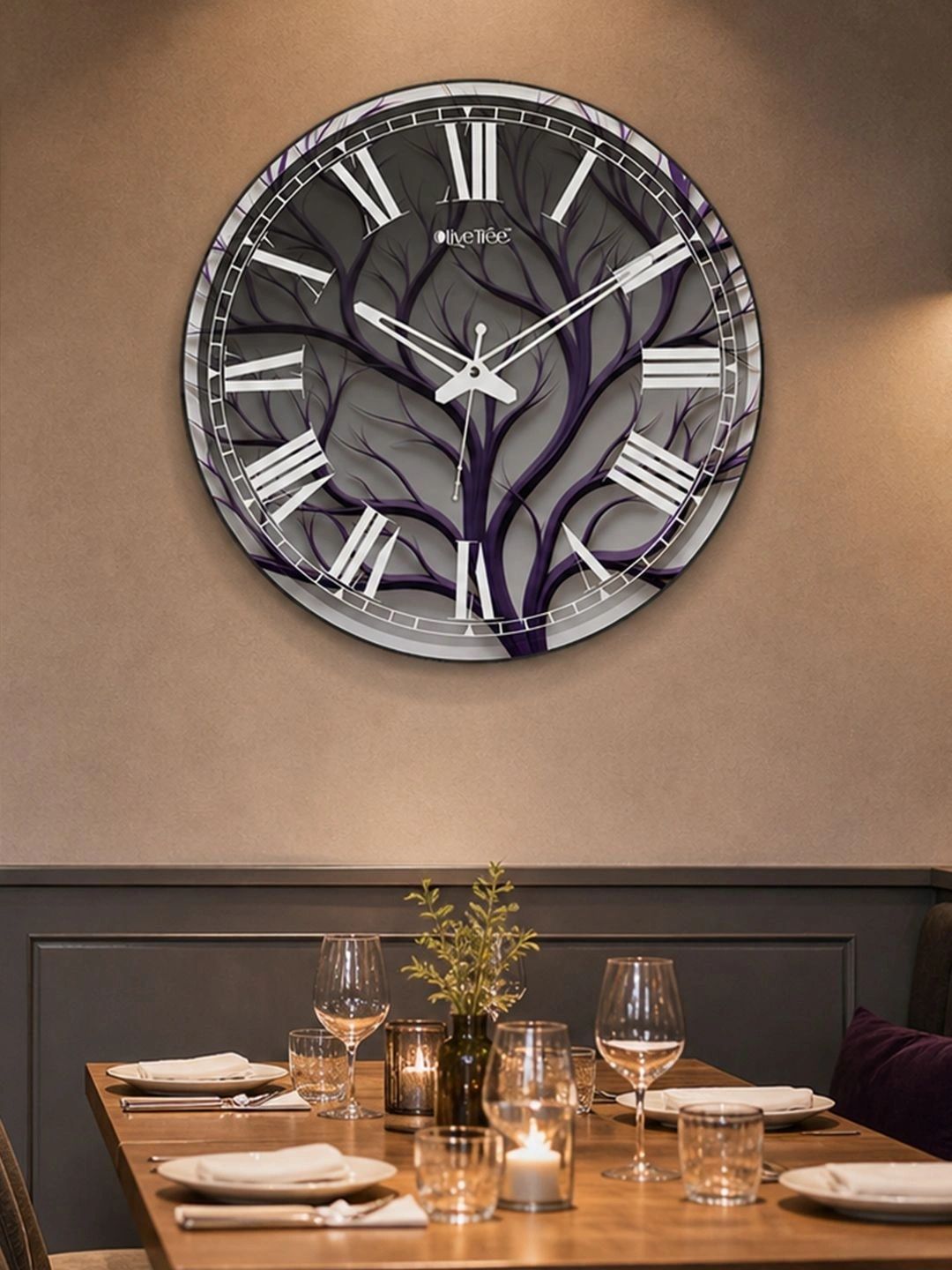 OLIVE TREE Multicoloured Printed Contemporary Wall Clock-image-24