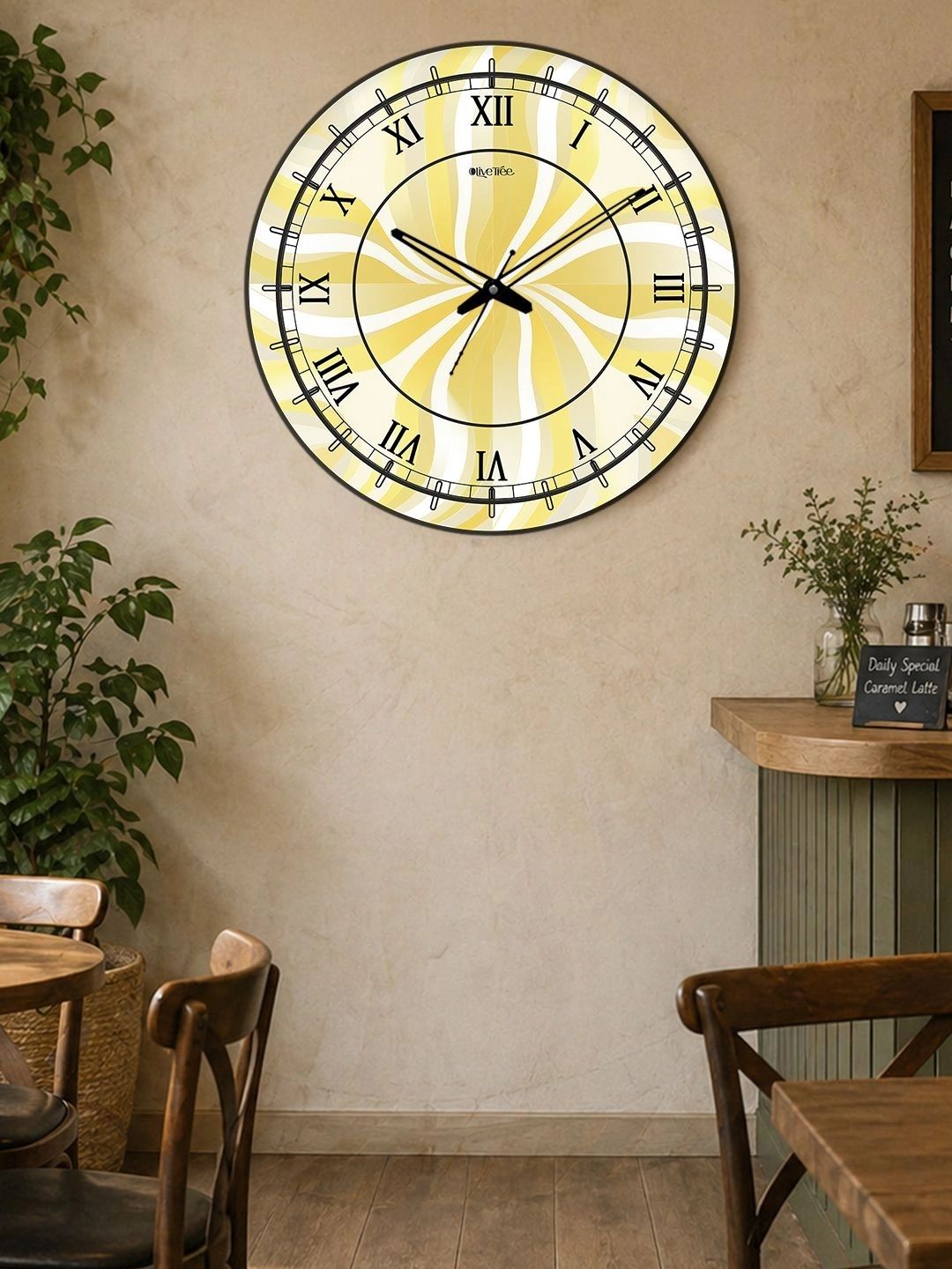 OLIVE TREE Multicoloured Printed Contemporary Wall Clock-image-4