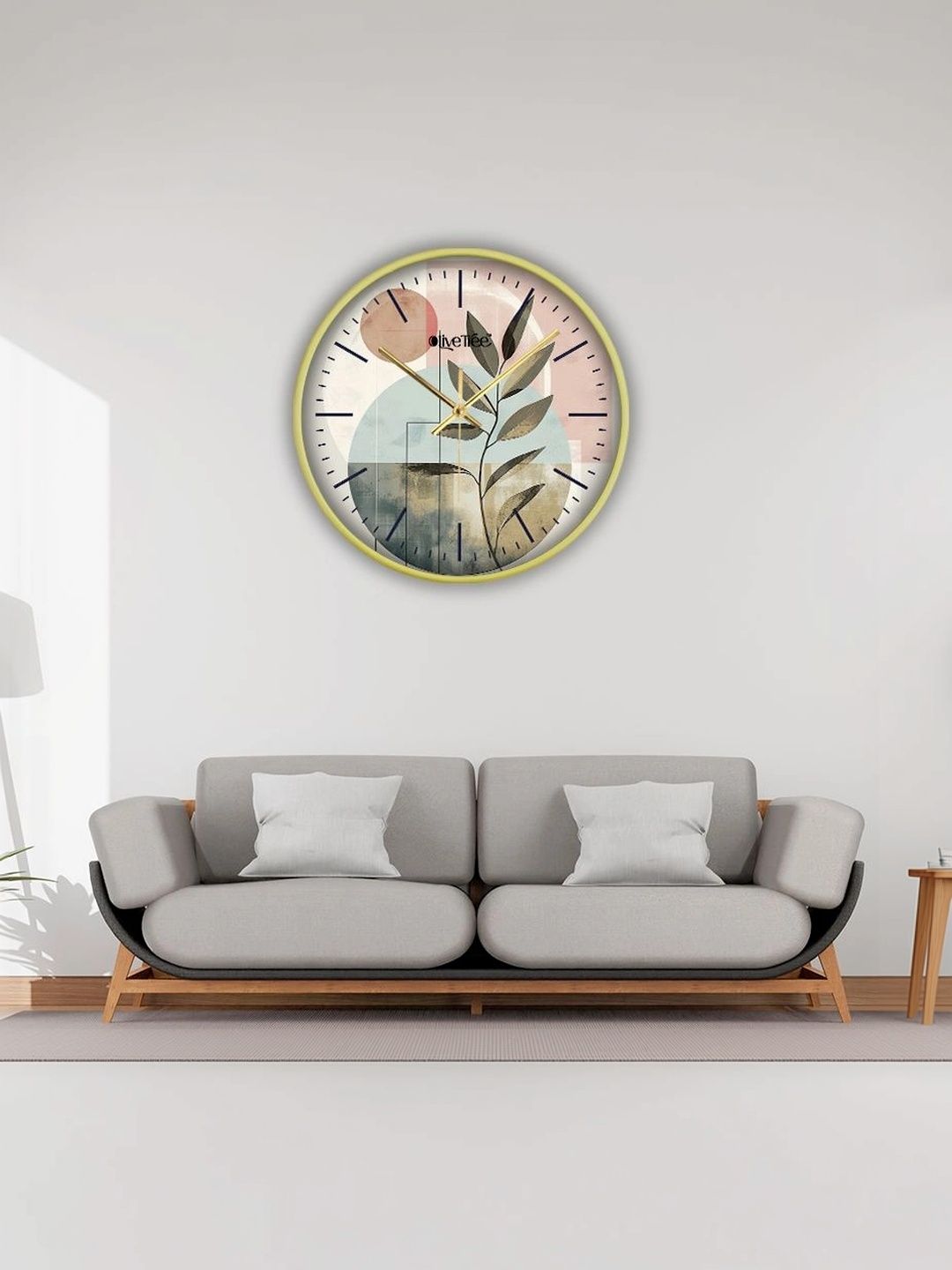 OLIVE TREE Gold-Toned & Green Printed Contemporary Wall Clock-picture-13