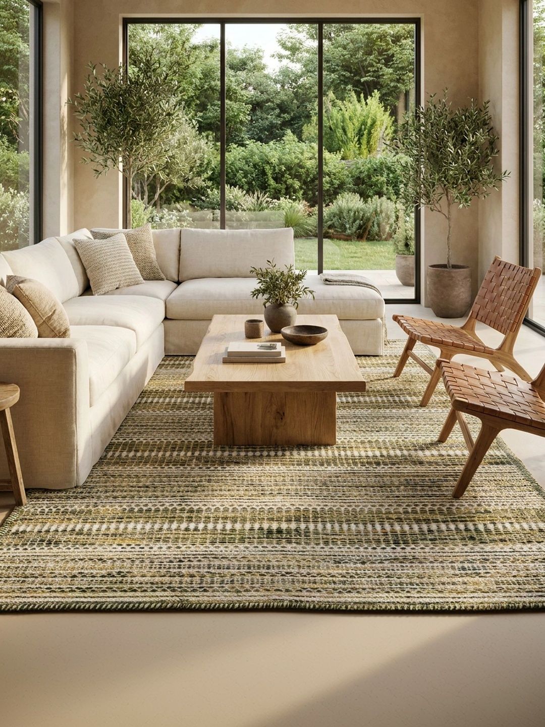 Jaipur Rugs Green Striped Woollen Carpet-image-46