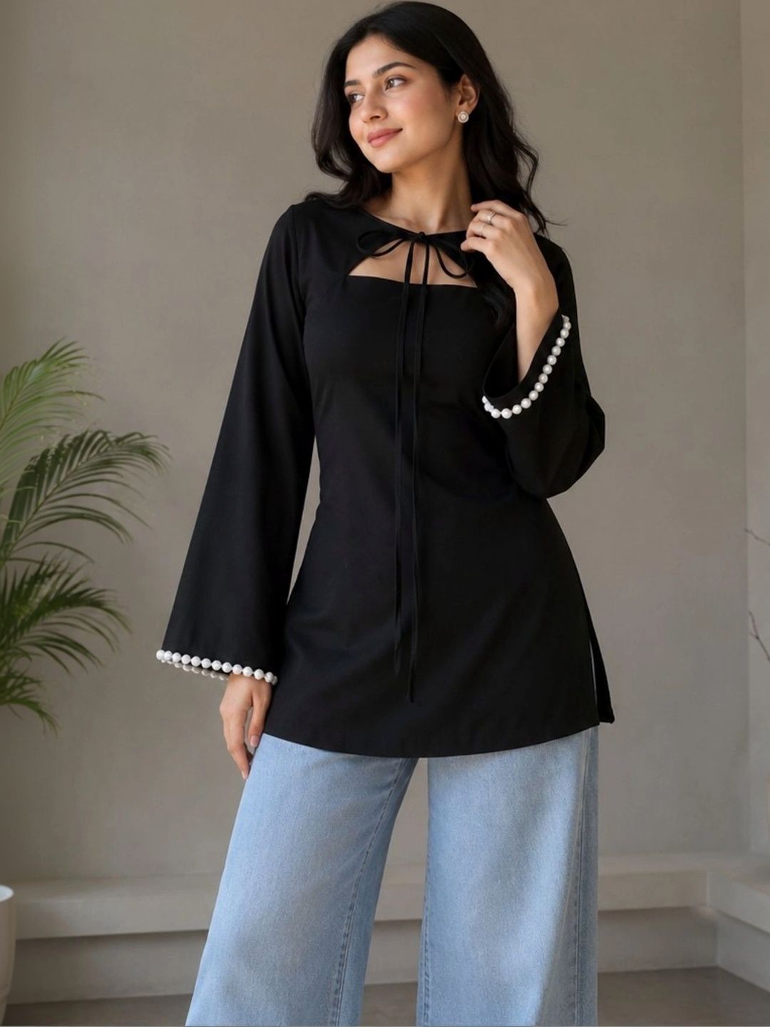 SYLORA Square Neck Flared Sleeves Kurti-picture-11