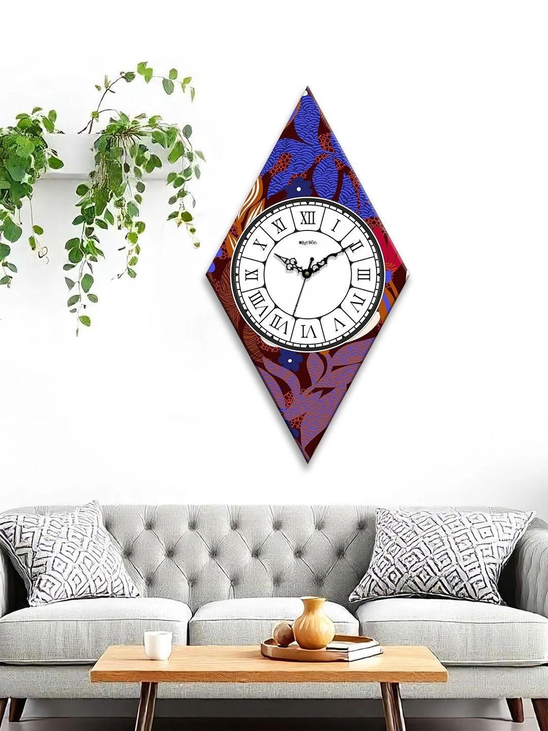 OLIVE TREE Multicoloured Printed Geometric Contemporary Wall Clock-image-16