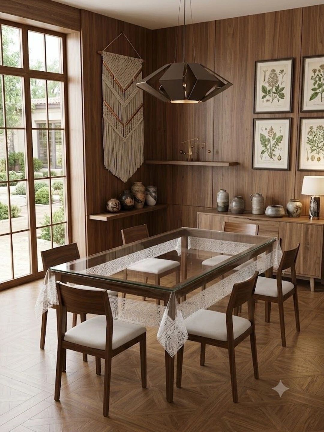 IC ICONIC CHOICE Transparent Waterproof 6-Seater Table Cover with Embellished details-picture-25