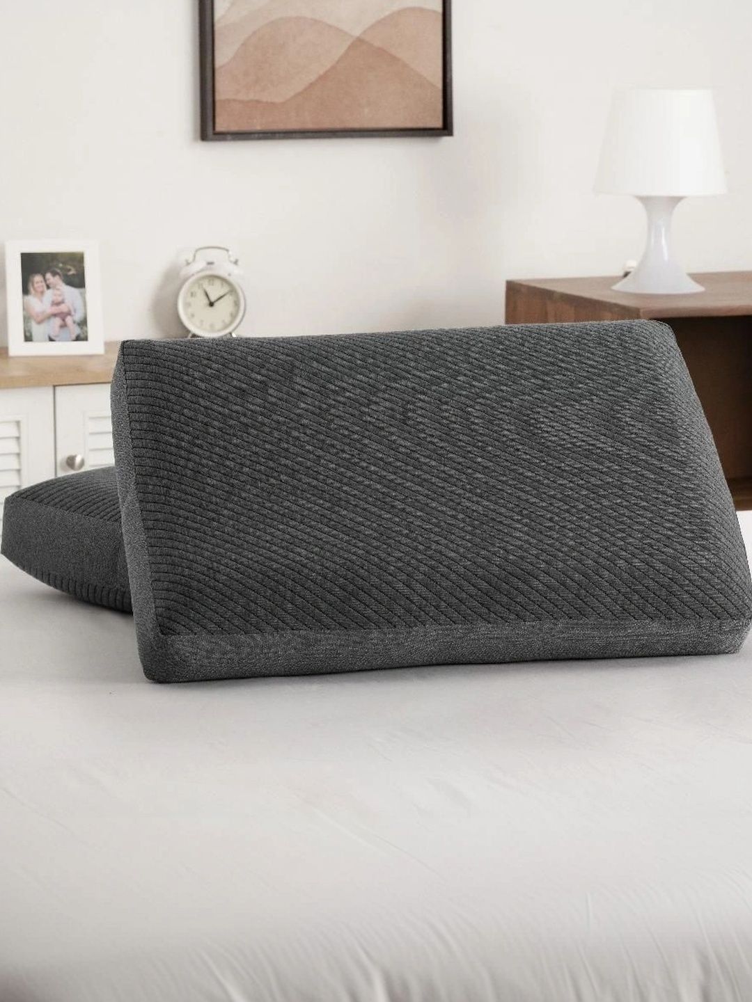 wakefit Grey Set of 2 Memory Foam Filled Cotton Sleep Pillow-image-49