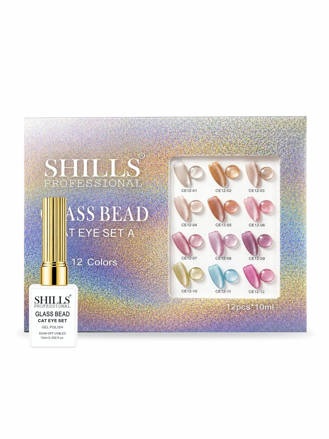 shills professional Set Of 12 Glass Bead Cat Eye Gel Nail Polish - 10ml Each-picture-41