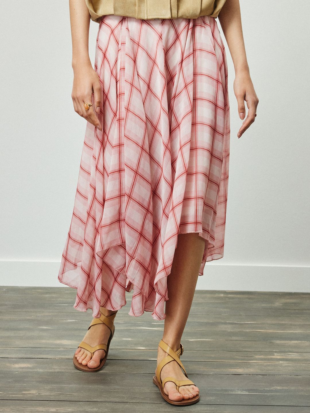NEXT Women Checked Midi A-Line Skirt